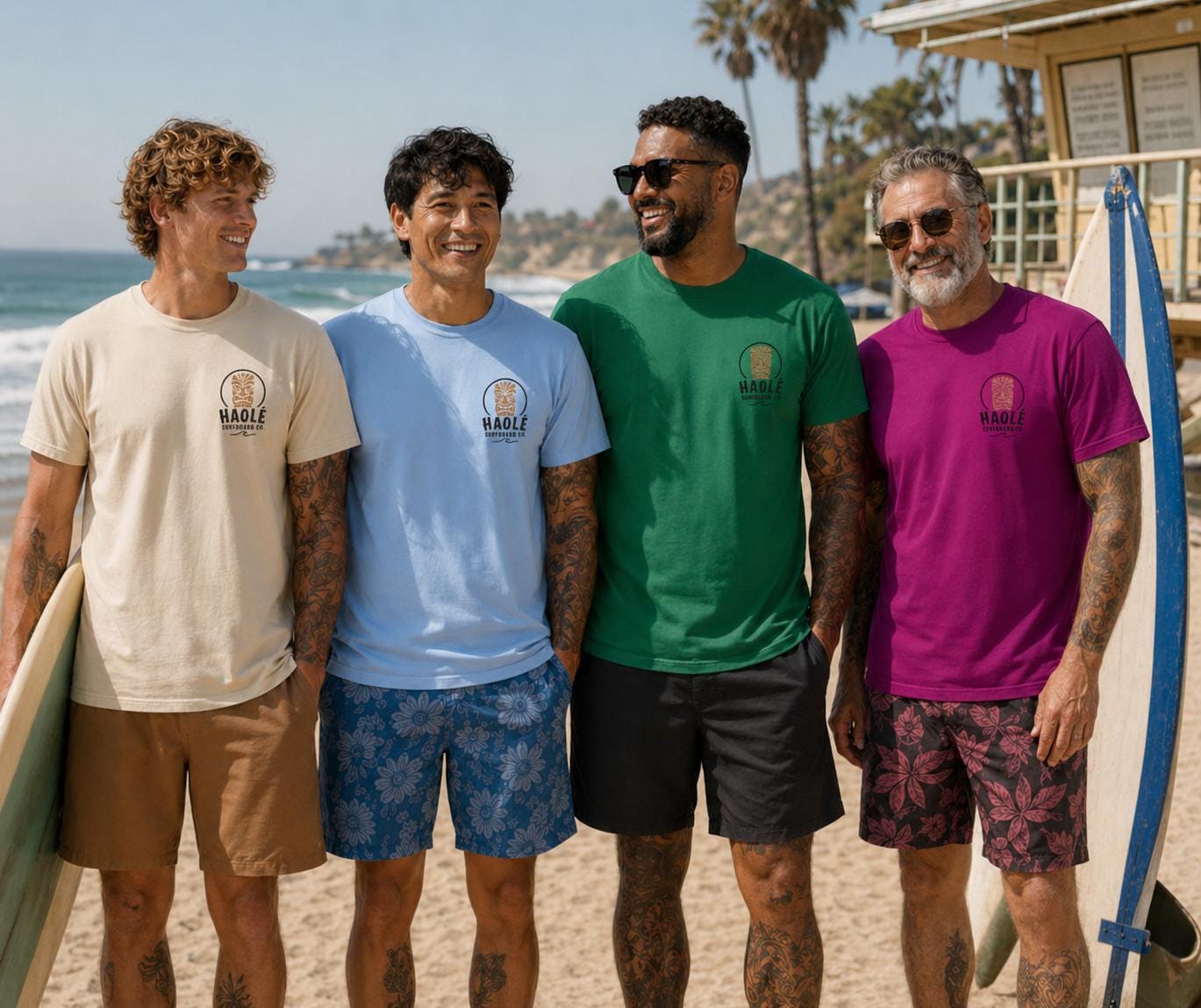 Just Surf Tiki Badge Graphic Tee