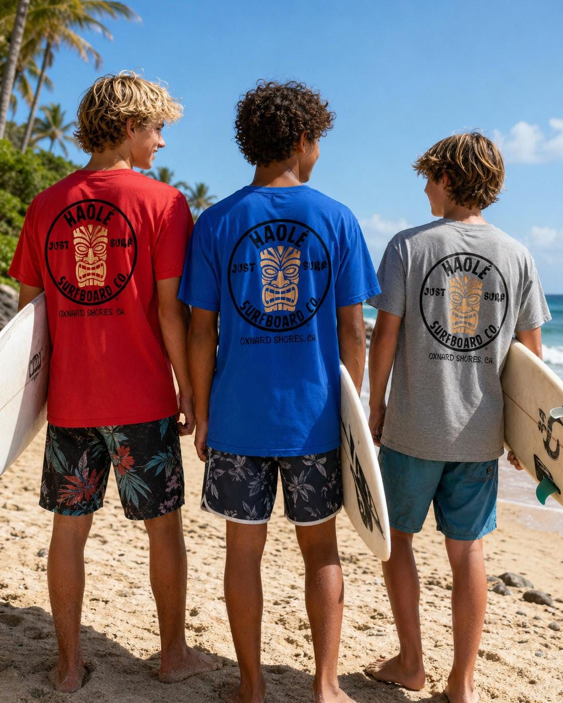Just Surf Tiki Badge Graphic Tee