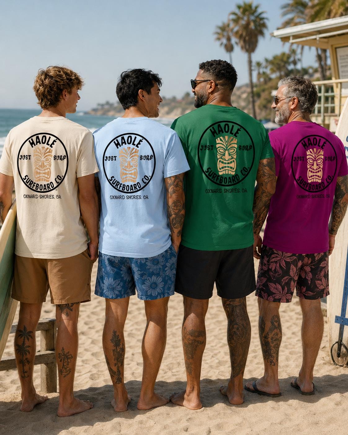 Just Surf Tiki Badge Graphic Tee