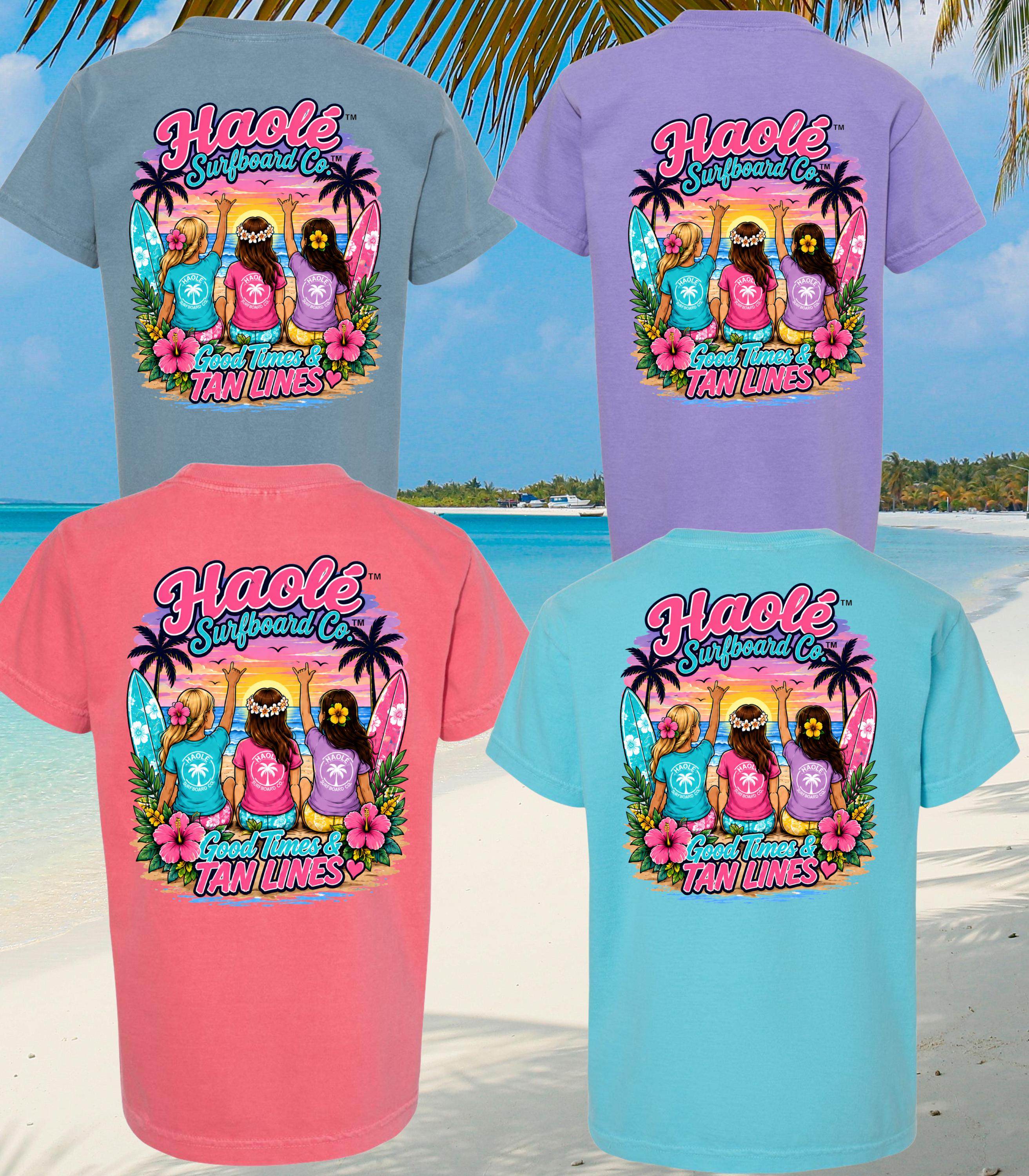Girls Fun Times and Tan Lines Comfort Colors Tee