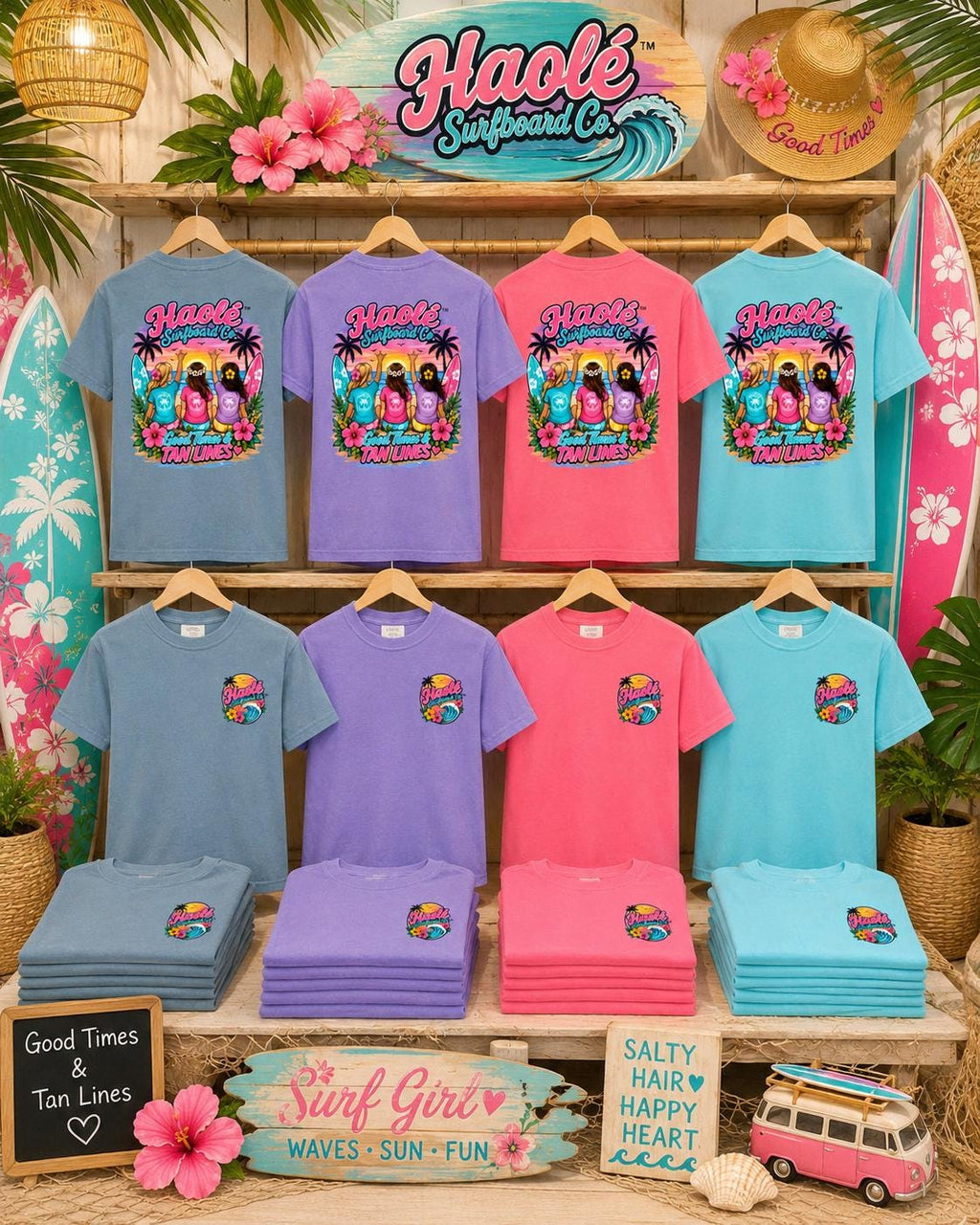 Girls Fun Times and Tan Lines Comfort Colors Tee